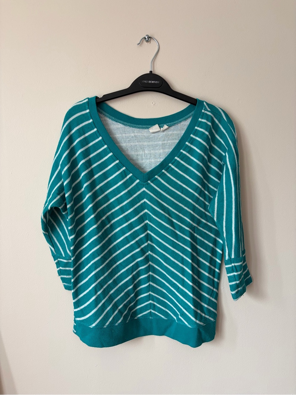 Roxy - Striped V-Neck Teal Women's Sweater